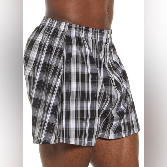 3-Pack NORDSTROM 100% Cotton Classic Fit Woven Boxer in Black-White Plaid Plack - Picture 3 of 14